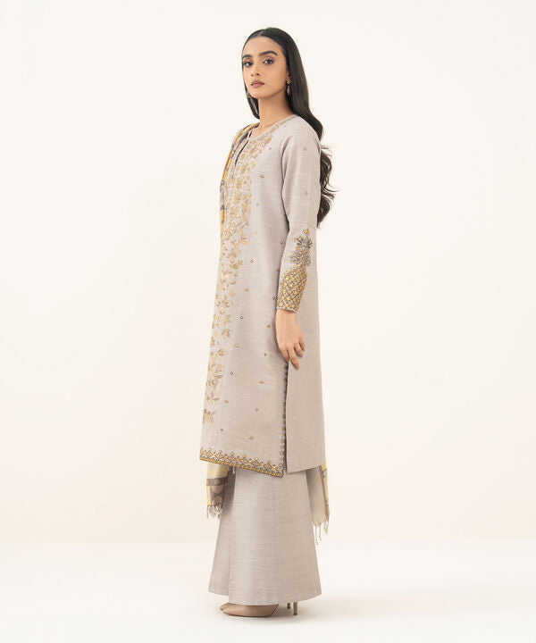 3 Piece - Embroidered Khaddar Suit