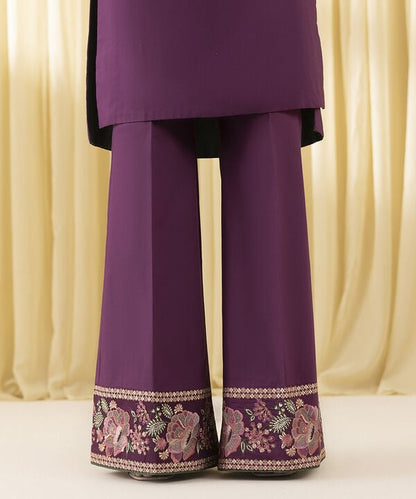 3 Piece - Embroidered Crosshatch Suit (Unstitched)