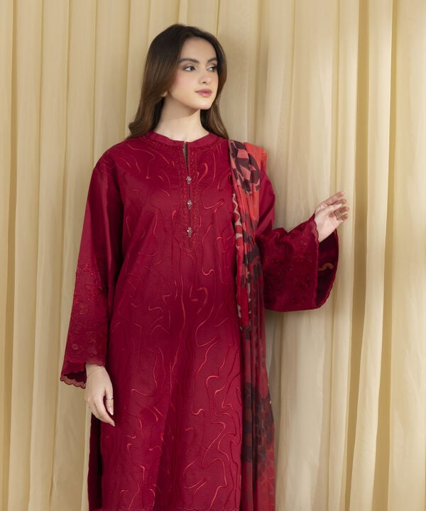 3 Piece Unstitched Embroidered Lawn Suit 717