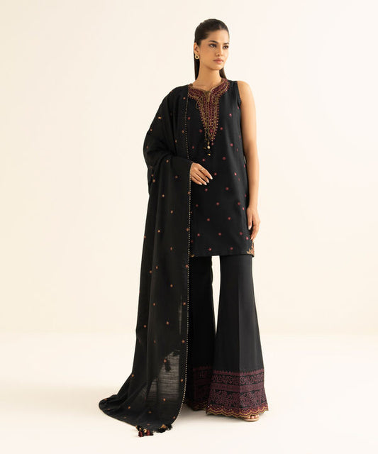 3 Piece - Embroidered Khaddar Suit