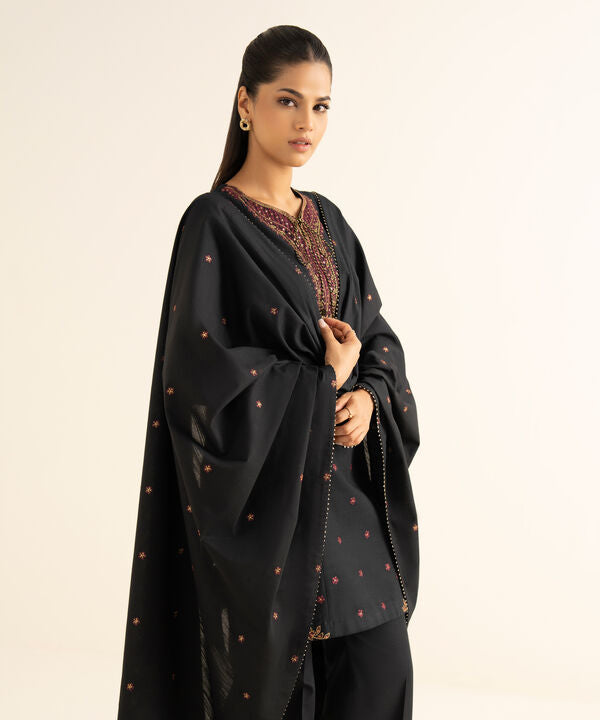 3 Piece - Embroidered Khaddar Suit