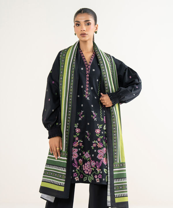 3 Piece - Embroidered Crosshatch Suit