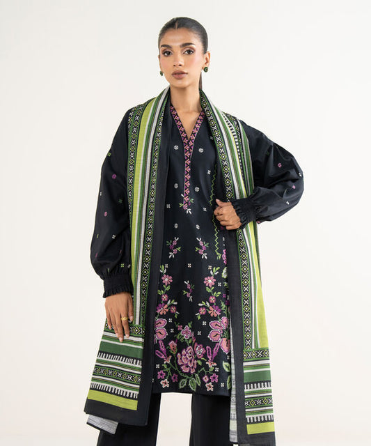 3 Piece - Embroidered Crosshatch Suit