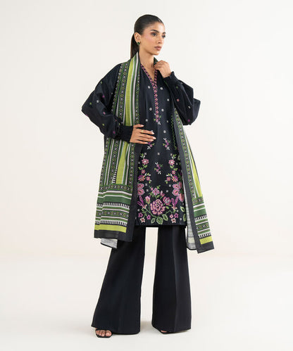 3 Piece - Embroidered Crosshatch Suit