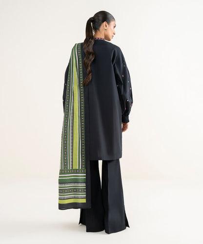 3 Piece - Embroidered Crosshatch Suit