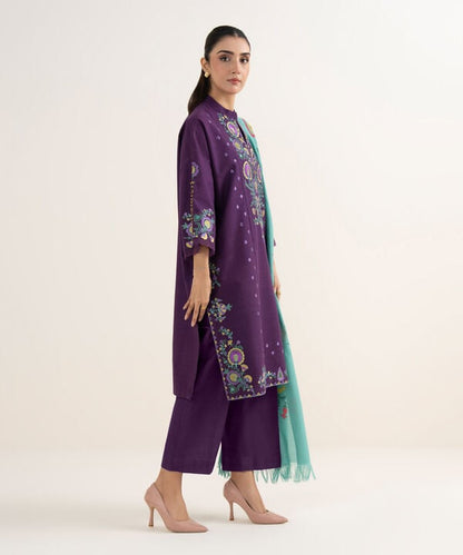 3 Piece - Embroidered Khaddar Suit