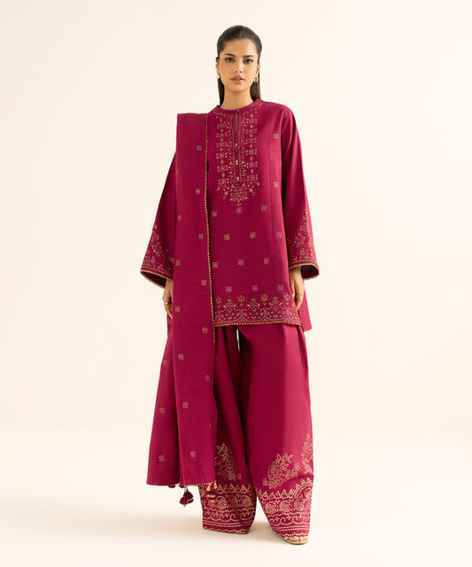 3 Piece - Embroidered Khaddar Suit