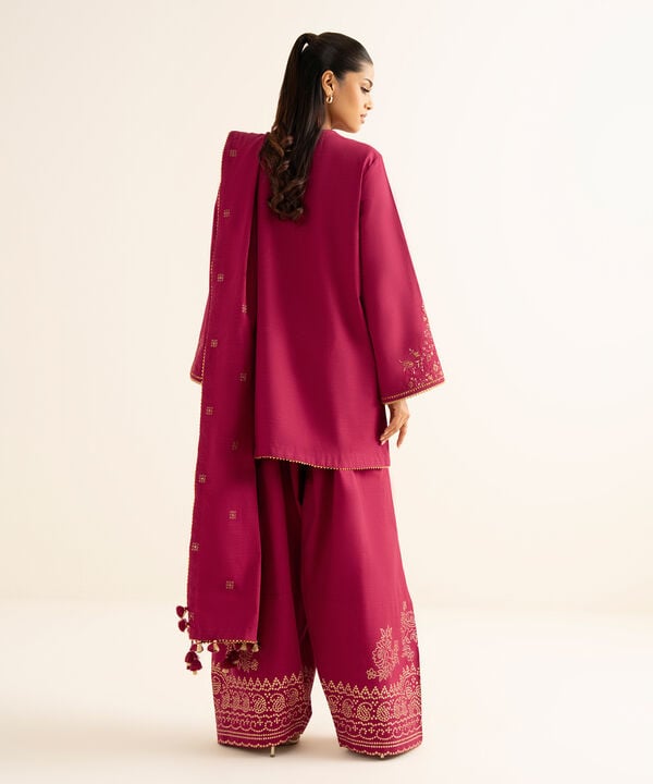 3 Piece - Embroidered Khaddar Suit