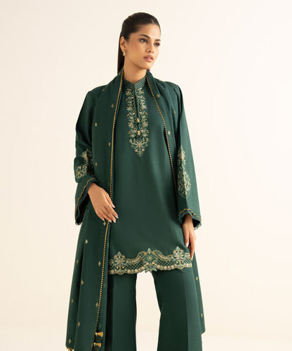 3 Piece - Embroidered Khaddar Suit