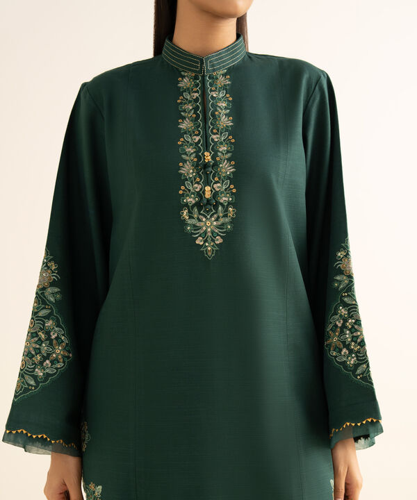 3 Piece - Embroidered Khaddar Suit