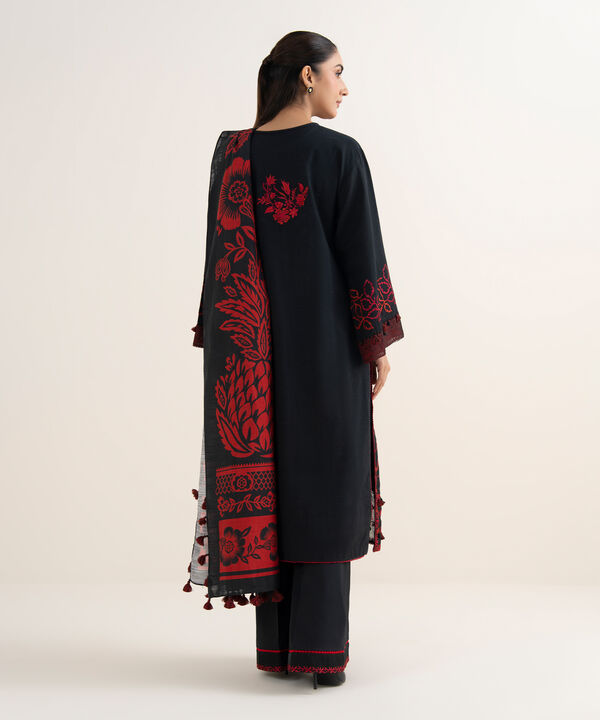 3 Piece - Embroidered Dobby Suit