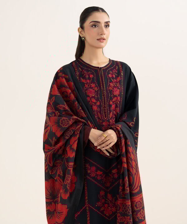 3 Piece - Embroidered Dobby Suit