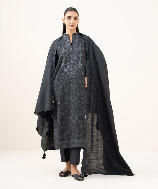 3 Piece - Embroidered Khaddar Suit