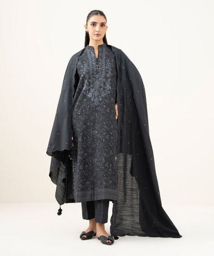 3 Piece - Embroidered Khaddar Suit