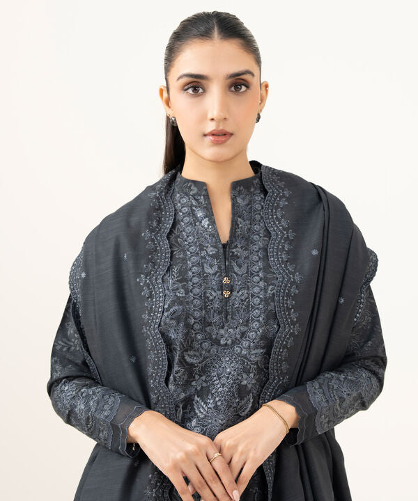3 Piece - Embroidered Khaddar Suit