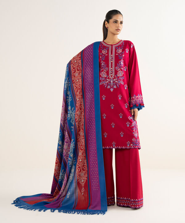 3 Piece - Embroidered Twill Suit