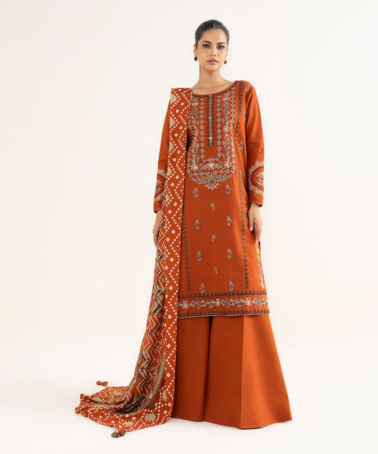 3 Piece - Embroidered Khaddar Suit