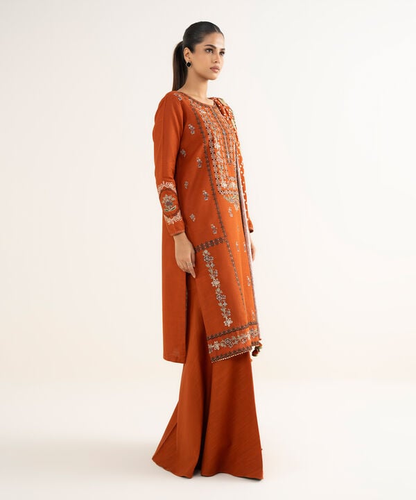 3 Piece - Embroidered Khaddar Suit