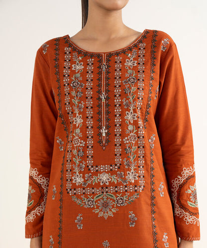 3 Piece - Embroidered Khaddar Suit