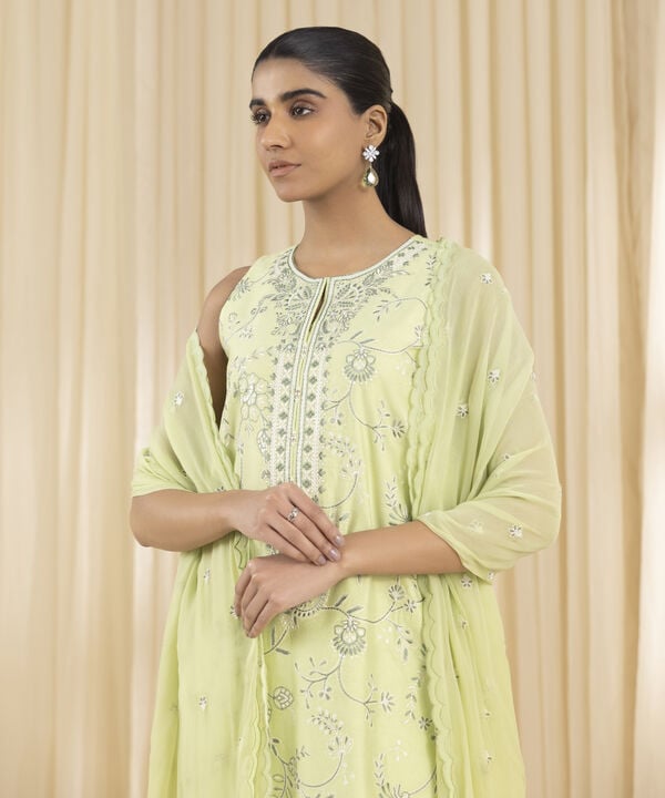 3 Piece - Embroidered Net Suit (Unstitched)