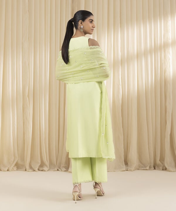 3 Piece - Embroidered Net Suit (Unstitched)