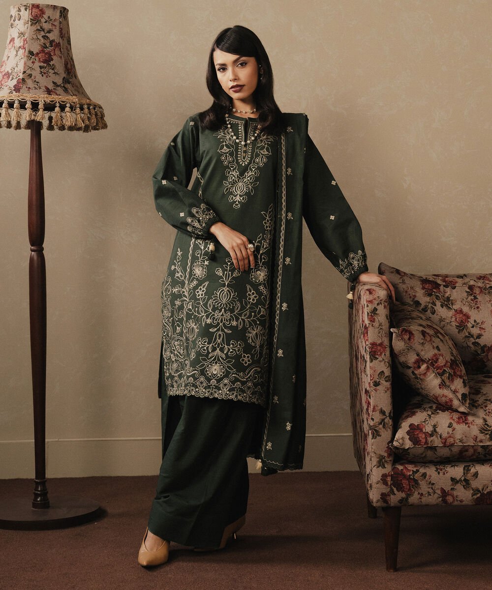 3 Piece - Embroidered Khaddar Suit
