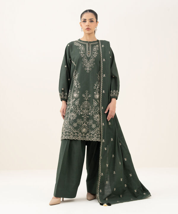 3 Piece - Embroidered Khaddar Suit