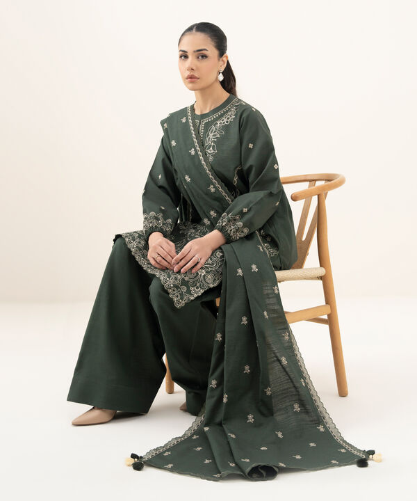 3 Piece - Embroidered Khaddar Suit
