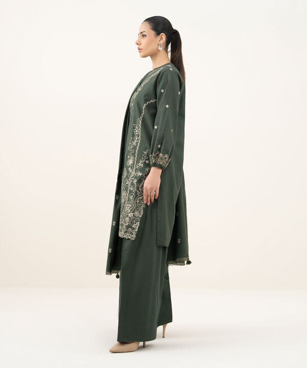 3 Piece - Embroidered Khaddar Suit