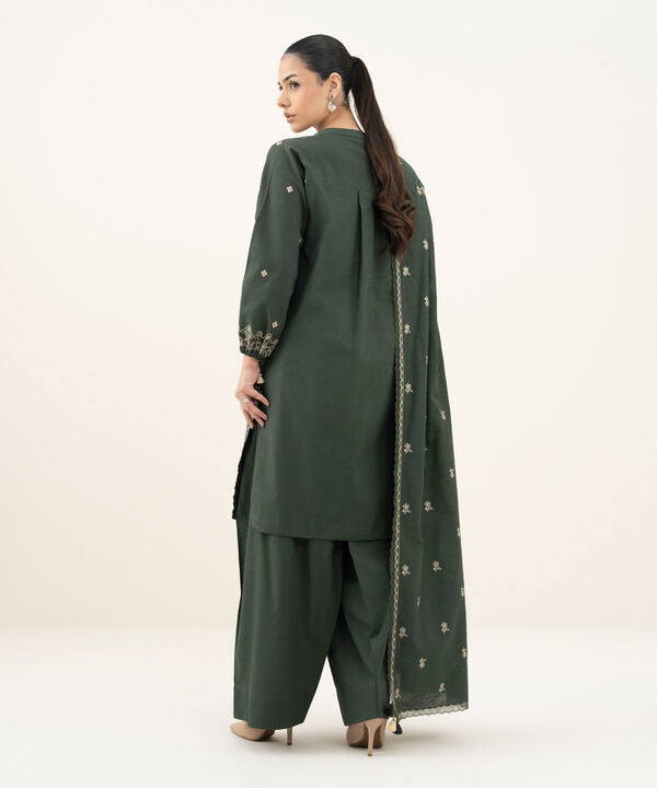3 Piece - Embroidered Khaddar Suit