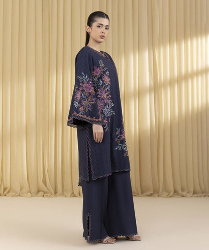 3 Piece - Embroidered Cotton Jacquard Suit (Unstitched)