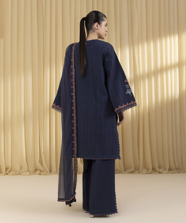 3 Piece - Embroidered Cotton Jacquard Suit (Unstitched)