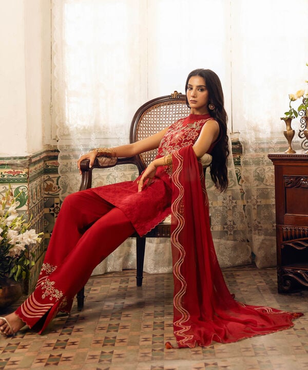 3 Piece - Embroidered Cotton Jacquard Suit (Unstitched)