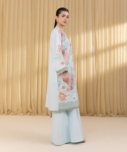 3 Piece - Embroidered Cotton Suit (Unstitched)