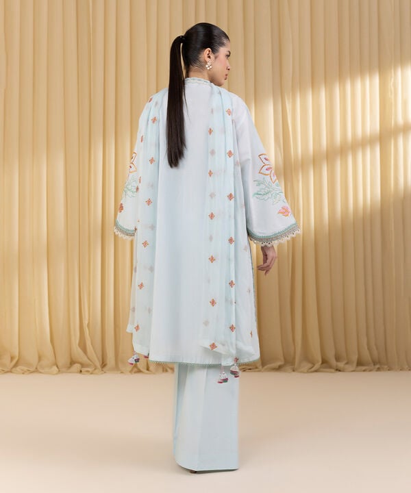 3 Piece - Embroidered Cotton Suit (Unstitched)
