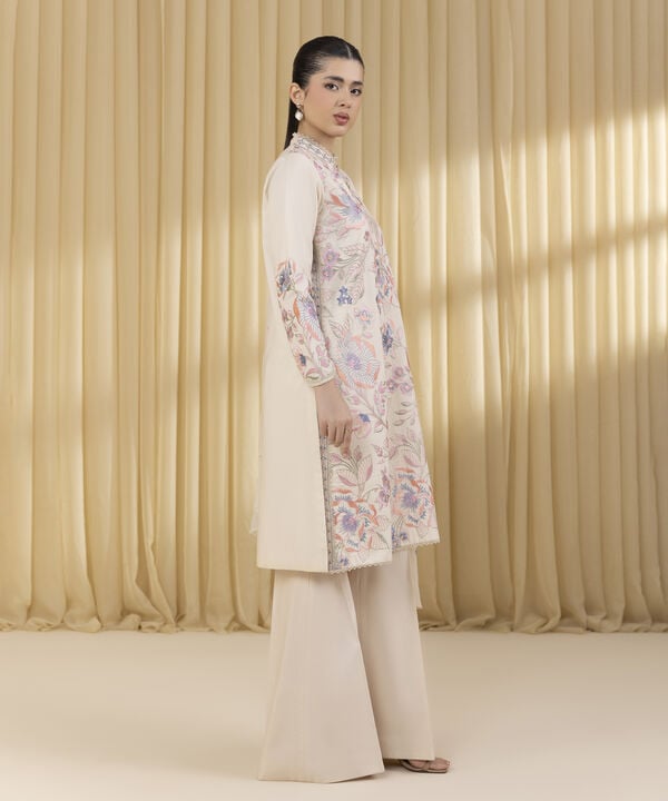 3 Piece - Embroidered Cotton Suit (Unstitched)