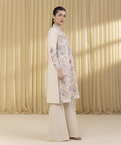 3 Piece - Embroidered Cotton Suit (Unstitched)