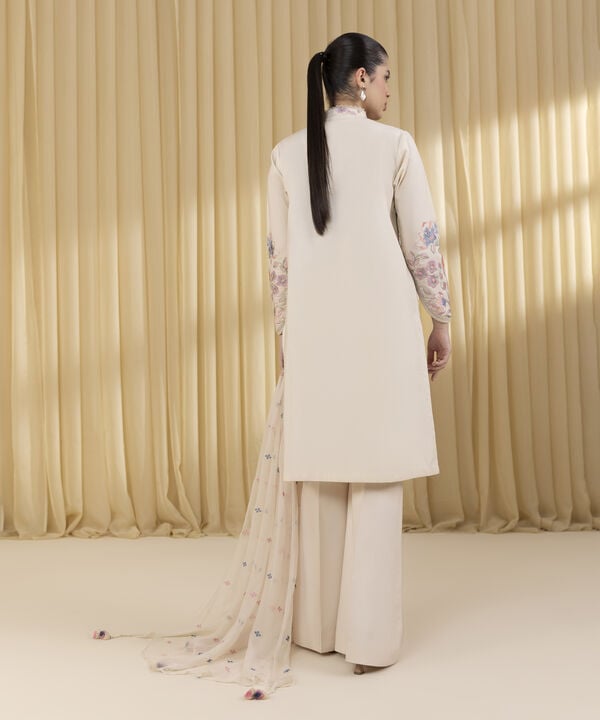 3 Piece - Embroidered Cotton Suit (Unstitched)