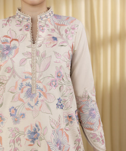 3 Piece - Embroidered Cotton Suit (Unstitched)