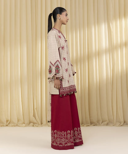 3 Piece - Embroidered Dobby Suit (Unstitched)