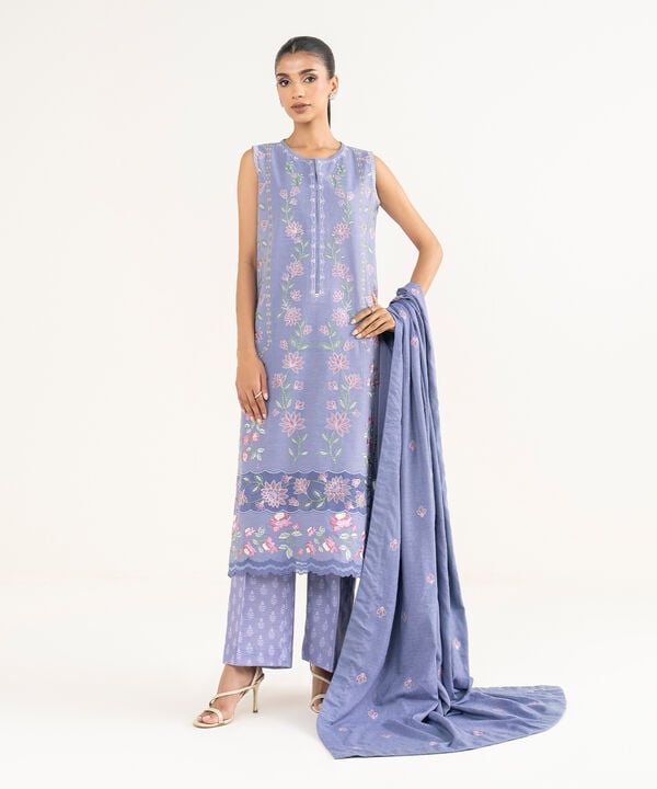 3 Piece - Embroidered Khaddar Suit