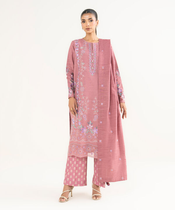 3 Piece - Embroidered Khaddar Suit