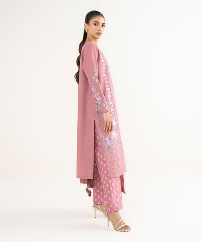 3 Piece - Embroidered Khaddar Suit