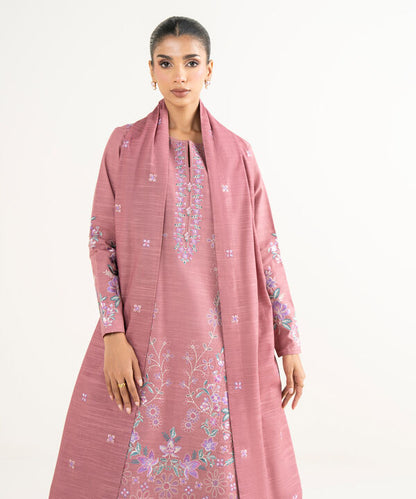 3 Piece - Embroidered Khaddar Suit