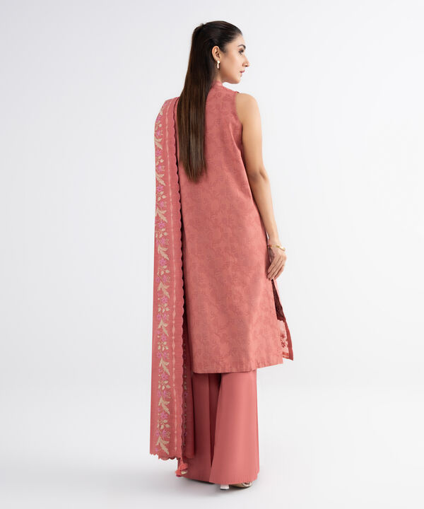 3 Piece - Embroidered Cotton Jacquard Suit