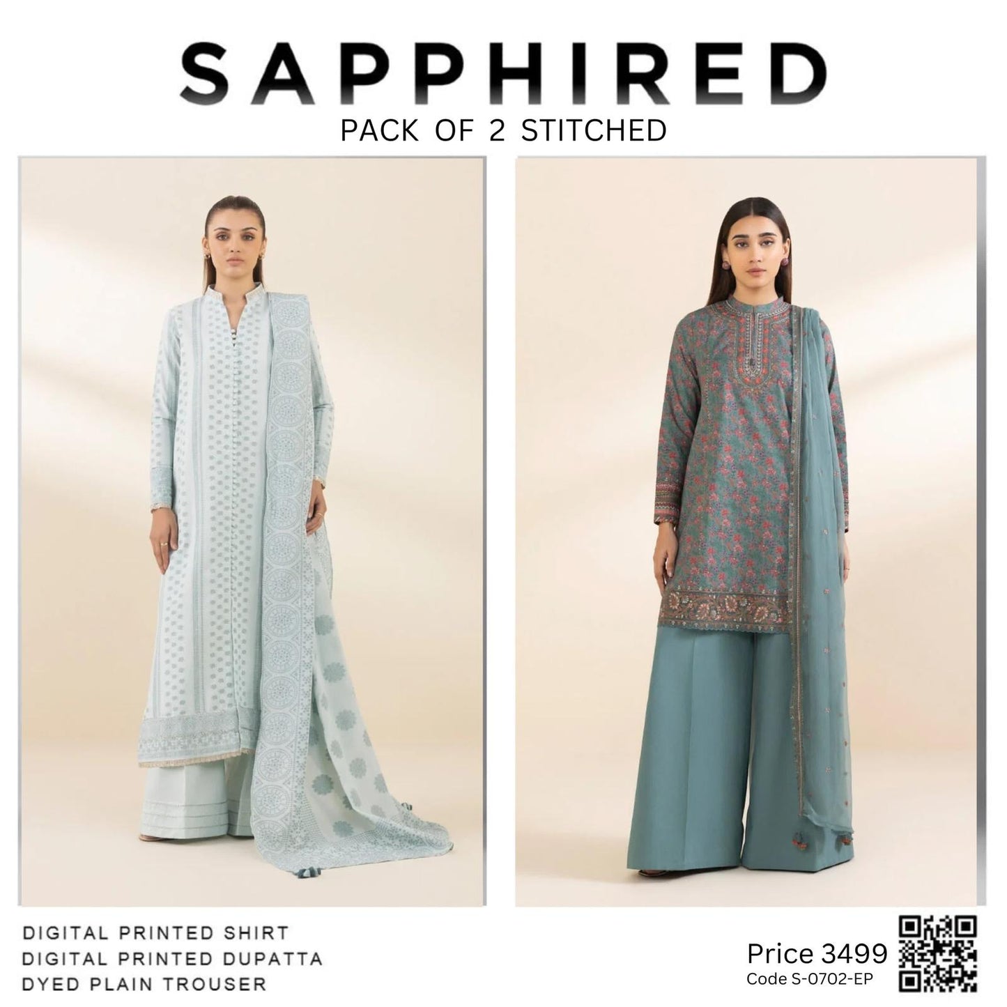 Pack of 2 stitched Code S-0702-EP