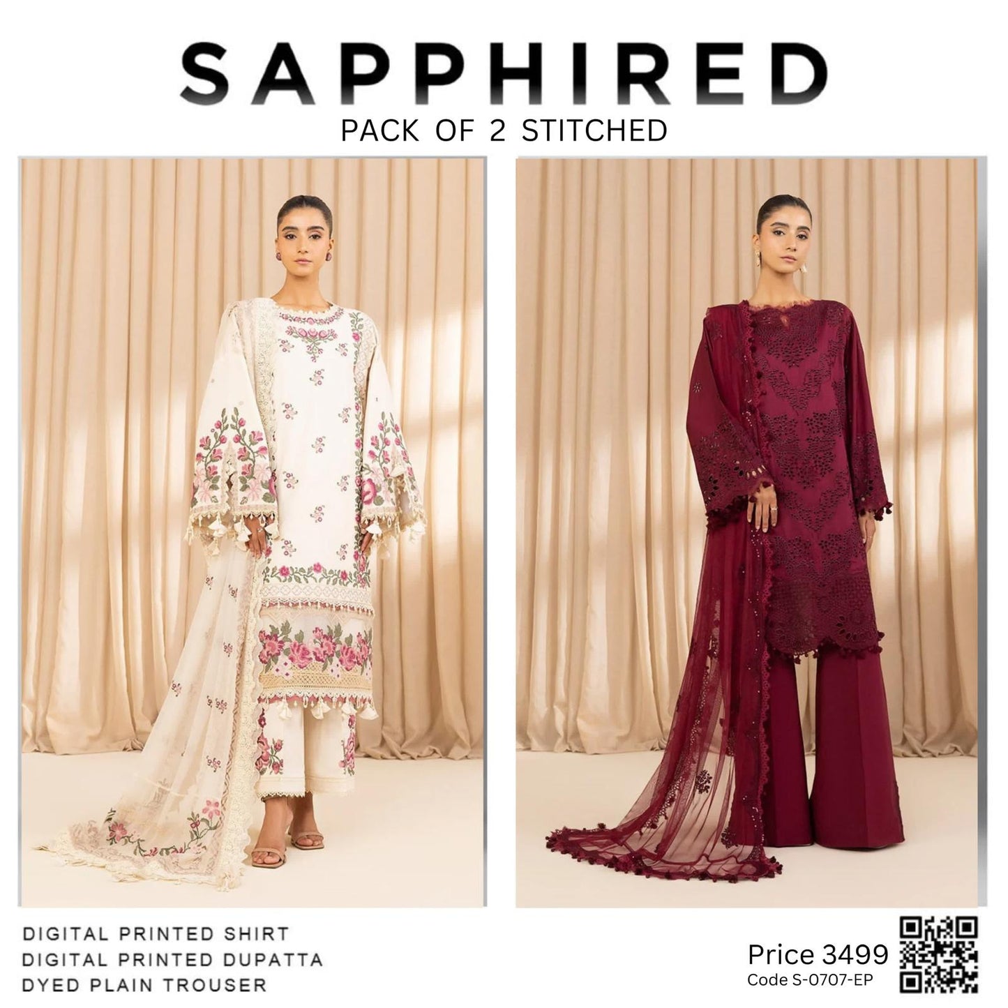 Pack of 2 stitched Code S-0709-EP