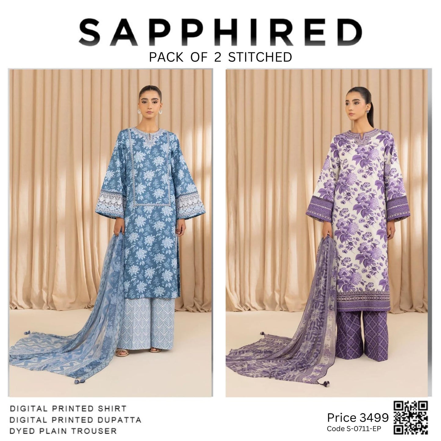 Pack of 2 stitched Code S-0711-EP