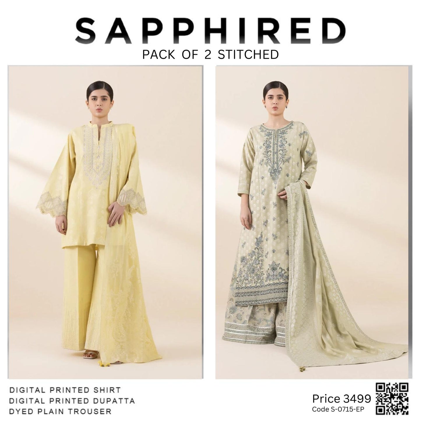 Pack of 2 stitched Code S-0715 -EP