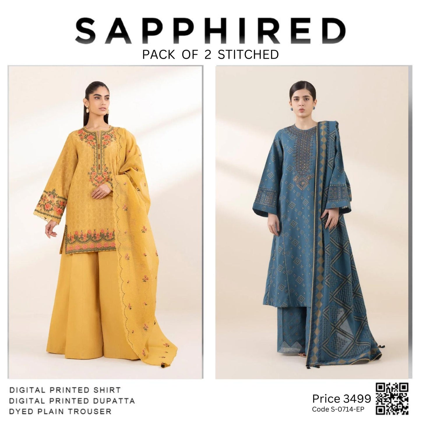 Pack of 2 stitched Code S-0714 -EP